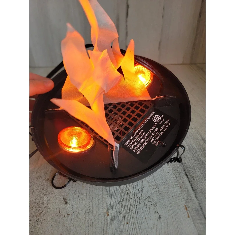 Spirit Halloween hanging‎ light up cauldron flame animated prop